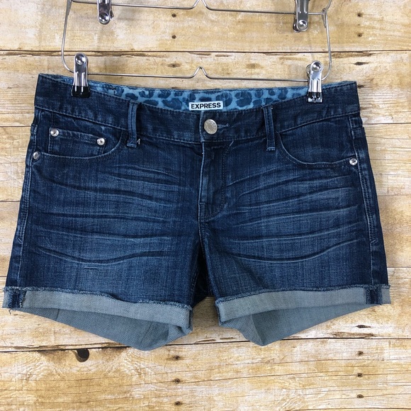 Express Pants - Express Dark Wash Cuff Jean Shorts Sz 6